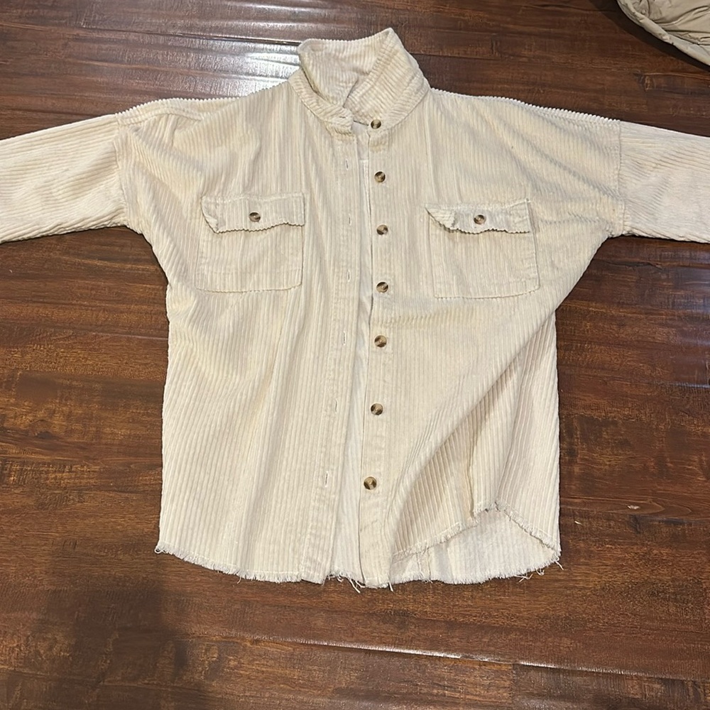 RSQ cream corduroy button down